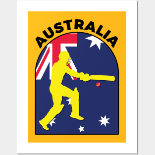 Australia Cricket Batsman Australia Flag Posters and Art